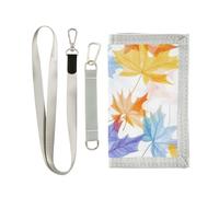 miaozhen Foglie d'acero colorato trifold mens sottile portafoglio regali per giovani pop casual portafoglio minimalista con cordino carteras para hombres, foglie d'acero colorate, 1 size