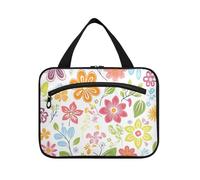 miaozhen Fresh Spring Semplice fiori colorati appeso borsa da toilette da viaggio con gancio, designer unisex per le donne must haves estuche de maquillaje para mujer L, fiori colorati semplici