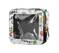 miaozhen Funny Kids Cartoon Pattern Real Love Mini Clear Makeup Bag Clear Travel Toiletry Bag Cosmetic Organizer Case per Volare, divertente, bambini, cartone animato, modello, reale, amore, moderno