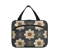 miaozhen Genesis Style Floral Blu Scuro Champagne appeso borsa da toilette con gancio, design impermeabile per le signore bolsos para hombre L, Stile Genesis floreale blu scuro Champagne, moderno