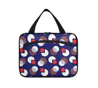 miaozhen Geometrico Astratto Circles appeso borse cosmetiche per le donne con gancio, designer unisex per adulti maleta para maquillaje L, Cerchi astratti geometrici, moderno