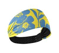 miaozhen Giallo Blu Fiori Woodblock Stampa Umidità Wicking donne fasce moda elastico sudore per trucco Calcio Palestra lavaggio viso bandas para el cabello