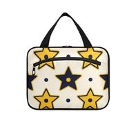 miaozhen Giallo Stars Dot Nero appeso borse trucco per le donne con gancio, design compatto per accessori da viaggio per le donne organizador de maquillaje para L, stelle gialle puntino nero, moderno