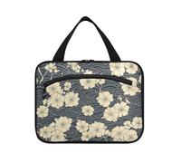 miaozhen Giappone Floral Pattern Ink Cloud appeso grandi borse da toilette per le donne con gancio, designer unisex per adulti bolso de maquillaje para mujer L, nuvola inchiostro motivo floreale