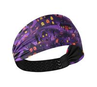 miaozhen Gigante Halloween Town Viola Nero Traspirante Fascia sportiva Fascia elastica per il sudore per le donne per escursionismo make up Sport atletici lavaggio viso banda para el cabello