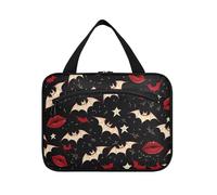 miaozhen Gothic Style Darkness Red Lips appeso borsa da toilette da viaggio per le donne con gancio, designer chic per crociera viaggio bolso de para mujer L, Stile gotico scuro labbra rosse, moderno