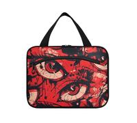 miaozhen Graffiti Art Red Evil Eyes appeso cosmetico borsa trucco con gancio, designer pieghevole per viaggiare donne bolsos para hombre L, Graffiti arte occhi malvagi rossi, moderno