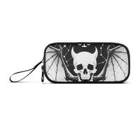 miaozhen Grande astuccio in nylon con cerniera nero e bianco teschio costellazione grande capacità Mesh Pen Pencil Case Cancelleria scolastica per la scuola preppy adolescenti estuche para