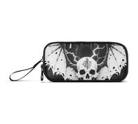 miaozhen Grande astuccio in nylon misterioso teschio malvagio carte dei tarocchi bianco e nero ad alta capacità cerniera Mesh Pencil Case Borsa di cancelleria per gli adolescenti delle scuole