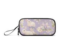 miaozhen Grande astuccio in nylon per matite con coniglietto viola pasquale astuccio grande capacità con cerniera scuola cancelleria per ragazzi adolescenti elementari estuche para