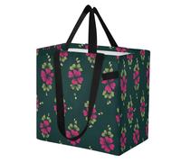 miaozhen Grande borsa in tela riutilizzabile da cucina, borsa per la spesa, borsa per la lavanderia, regalo per damigella d'onore, Irlanda del Nord, quadrifoglio, foglia, fucsia, verde salvia