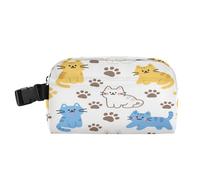 miaozhen Grande Capacità Tote Bag A Prova Di Perdite Portatile Ragazze Lunch Box con Fibbia Rettangolare Borsa Pranzo per Spiaggia Viaggio Carino Gatto Giallo Blu bolsos para lon