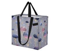 miaozhen Grandi borse riutilizzabili da cucina borse della spesa da piscina per gli uomini viaggi, shopping fine settimana mistero meduse oro blu San Valentino