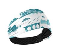 miaozhen Griffin Trains Cloud White Cyan Moisture Wicking fasce per il sudore Testa elastica per gli allenamenti make up Athletic Sport Ciclismo bandas para la cabeza