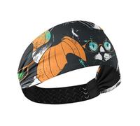 miaozhen Halloween Carino Gatto Occhiali Umidità Wicking fascia per le donne Elastiche fasce sudate per Pallavolo Pallavolo Escursioni Tennis cintas para el cabello