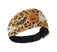 miaozhen Hallowwen Orange Leopard Pumpkin Fasce per capelli elastiche per capelli da donna per allenamenti Uso quotidiano lavaggio viso uso quotidiano banda para la cabeza
