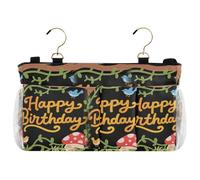 miaozhen Happy Birthday Childish Words Bed Pockets Comodino Storage Hanging Bed Organizer Borsa per Testiere Letti a Castello Camere Dormitorio Book Phone Holder recipientes para almacenar alimentos