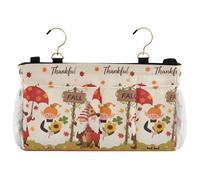 miaozhen Happy Thanksgiving Gnome Zucca Caddy Per Comodino Lato Letto Organizer Appeso Tasca Borsa per Dormitorio, A Castello, Loft, Letto d'Ospedale Organizzatori para cama