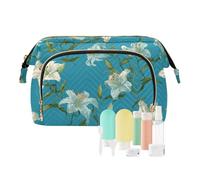 miaozhen Italia Giglio Cielo Blu Menta Grande Sacchetto di Trucco Portatile Gioielli sacchetto per Toiletry Viaggi maquillaje