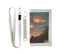 miaozhen Kongming Lights Night Sky trifold fermasoldi per regalo di compleanno minimalista colorato portafoglio pieghevole con cordino carteras para hombre, Kongming luci cielo notturno, 1 size