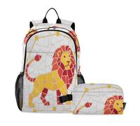 miaozhen Leo Style Giallo Bianco Zaino Per La Scuola Con Borsa Pranzo Zaino E Lunchbox Set 10-12 set de mochila y lonchera para ni?as