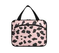 miaozhen Leopard Print borse appese per il viaggio con gancio, design portatile per le donne che viaggiano cartera para maquillaje L, Stampa leopardata, moderno