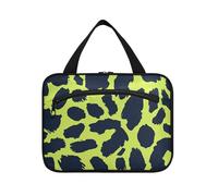miaozhen Leopard Print Lime Green Navy Blue Hanging borsa da toilette per gli uomini viaggio con gancio, design compatto per le donne maleta para maquillaje L, Stampa leopardata Verde Lime Blu Navy