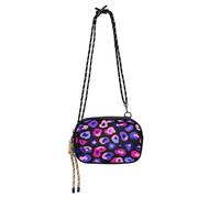 miaozhen Leopardo Modello Blu Viola Mini Crossbody Borse Uomini Bellezza con Slot per Carte di Credito Borse a Tracolla Piccole Avere un pasto carteras para mujer originales