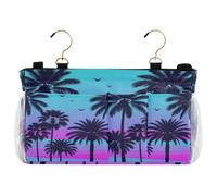 miaozhen Letto a castello Loft Side Caddy Hanging Bag Organizzatore per Libri Telefoni Cellulari Chiavi Bottiglia d'acqua Retro Tropical Palm Tree Tramonto Silhouette organizador para lado de cama
