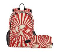 miaozhen Libreria per ragazze adolescenti con lunchbox poltopodi mostri marini Kraken borsa scuola e lunch box set per ragazzi 7-10
