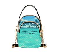 miaozhen Live It Life Is Short borsa a tracolla in pelle alla moda con multi tasche borse per le donne per adulti mariconera para mujer