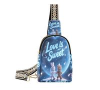 miaozhen Love Is Sweet Animal Bunny Bear Blue impermeabile borsa a tracolla leggera per le donne per i viaggi, Love is Sweet Animal Bunny Bear Blu, Love is Sweet Animal - Orsetto coniglietto blu
