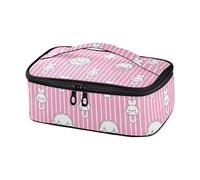 miaozhen Lunch Cooler Bag Lovely Animal Rabbit Stripe White Peach Lunch Box Adulto Viaggi lonchera para Hombre que Caliente