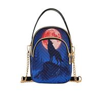 miaozhen Lupo Howling Red Blood Moon Blue borse a tracolla alla moda con multi tasche borse a mano per le donne per adulti bolso cruzado para mujer