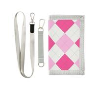 miaozhen Magenta a scacchi rombo Plaid trifold titolare della carta portafoglio per gli uomini per le donne semplice robusto mens portafogli con cordino billetera para hombre, Plaid a rombi a scacchi