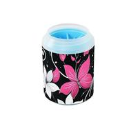 miaozhen Magenta Fiori Bianchi Farfalla Nero Portatile Pet Piedi Zampe Rondella con Morbida Spazzola Massaggio Piedi Spazzola Da Bagno per Gatti Cani Accessorios para Perros