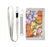miaozhen Manitoba Prairie Crocus Beauty Flowers trifold titolare della carta portafoglio per gli uomini regali per giovani minimalisti robusti portafogli piega con cordino cartera para hombre, Fiori