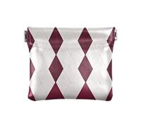 miaozhen Maroon Red Checkered Rhombus Change Wallet Impermeabile Organizzazione Borse per le Signore guarda monedas para carro, Rombo a scacchi rosso bordeaux, 1 size