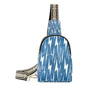 miaozhen Marsupio alla moda fulmine blu bianco grande marsupio in pelle marrone impermeabile per il pacchetto di giorno, Fulmine Bulloni Blu Bianco, Borse a tracolla