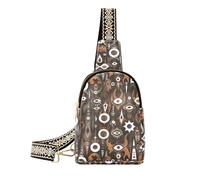 miaozhen Marsupio da spalla marrone con mostri in stile marocchino bohémien, leggero, per escursioni, mostri in stile marocchino bohémien, marrone, Mostri in stile marocchino bohémien marrone