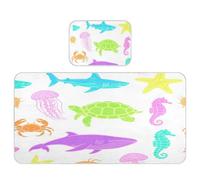 miaozhen materasso di raffreddamento del bambino pad 28 "x 52" assorbente fluorescente verde giallo animale marino tartaruga balena cavalluccio marino culla pad per neonati e bambini