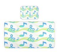 miaozhen Materasso rinfrescante per bambini, 71,1 x 132,1 cm, riutilizzabile, blu, verde, sfumato, nota musicale, colorato, per bambini, adulti