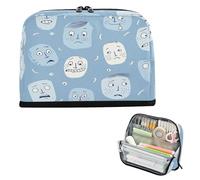 miaozhen matita poueses Grande Capacità Penna Caso Con Cerniera Moneta per Infermiera College Vecchio Stile Cartoon Faces Baby Blue estuche para lápices
