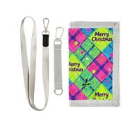 miaozhen Merry Christmas Checkered Pattern trifold soldi clip per regalo di compleanno fresco clip di denaro colorato con cordino carteras para hombres