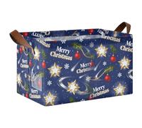 miaozhen Merry Christmas Golden Star - Cestini decorativi con manici, organizer per vestiti, libri, asciugamani e decorazioni per vestiti, confezione da 1
