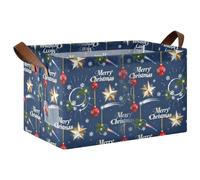 miaozhen Merry Christmas Golden Star - Cestini decorativi pieghevoli per armadio, con manici, mensole per mensole decorative, confezione da 1