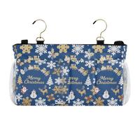miaozhen Merry Christmas Nordic Snowflake e Babbo Natale oro e blu comodino Caddy Storage Organizer Hanging Pocket Bag per dormitori a castello e sponde letto d'ospedale organizador para litera