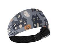 miaozhen Modello di Halloween Case infestate su Grigio Antiscivolo? cravatta fascia per le donne Testa elastica per le donne per lavare il viso Yoga basket make up cintas para el cabello