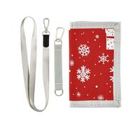 miaozhen Motivi di Natale Fiocco di neve Box trifold mens piccolo portafoglio per regalo di compleanno nylon portafogli casual con fermasoldi con cordino billetera tarjetero para hombre, Scatola di