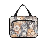miaozhen Multi Cartoon Carino Siberian Husky Cani appeso borse per le donne viaggio con gancio, progettista multifunzionale per adulti kit de para mujer L, multi cartone animato carino siberiano husky